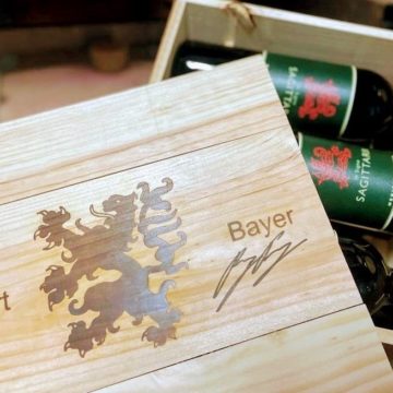 Rotweinflaschen, Blaufränkisch, In Signo Sagittarii, Weinholzkiste