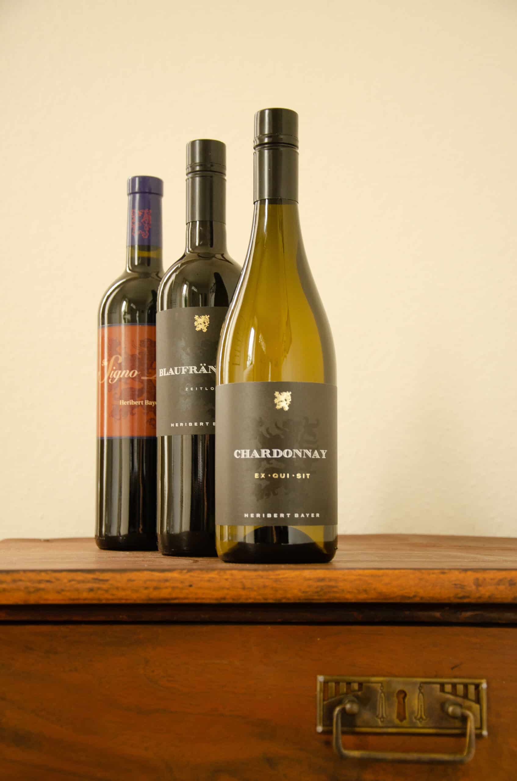 Blaufränkisch Zeitlos 2013, Chardonnay Ex.qui.sit 2018, In Signo Leonis 2016