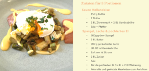 Zutatenliste für Rezept Grüner Spargel mit geräuchertem Lachs