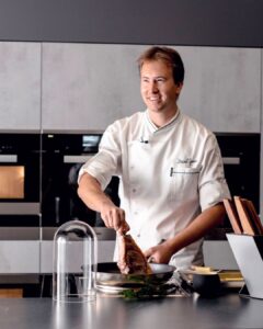 David Geisser mit einem Steak